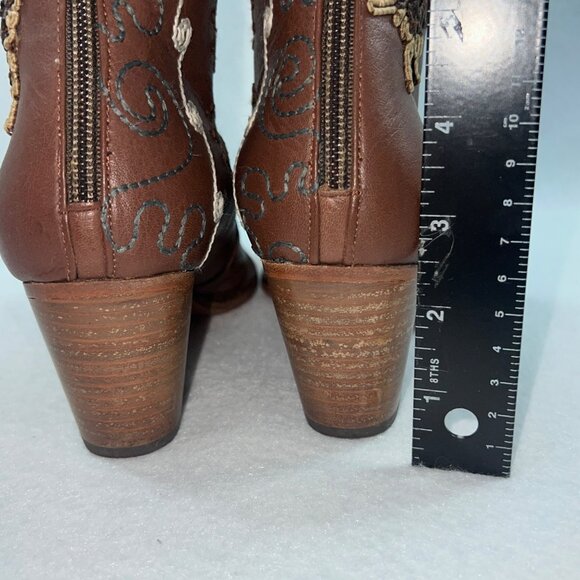 Erkan Demir Artemis Brown Leather Embroidered Western Cowgirl Boots Size 37/6 - Picture 6 of 16